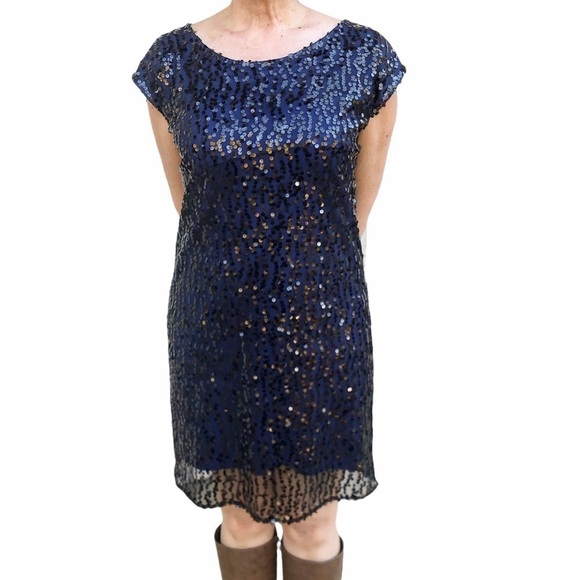 Gorgeous Blue Sequin Party Dress - Picture 3 of 5